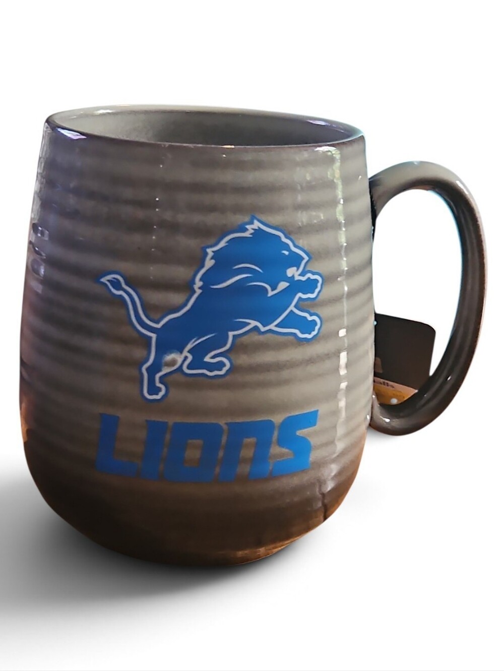Detroit Lions Gray Ceramic Mug with Blue Logo